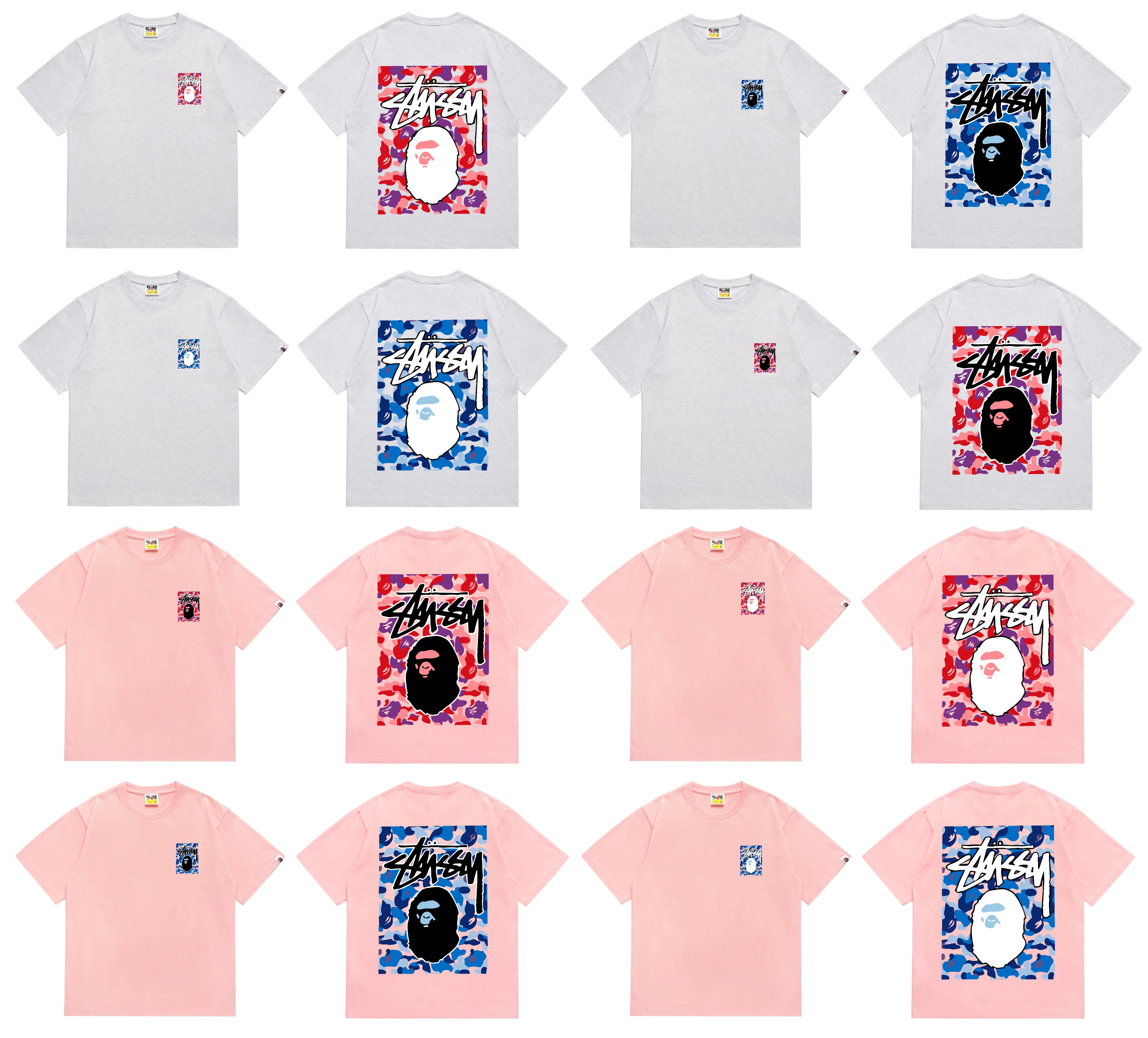 New arrival cotton square printing tee 19 colors