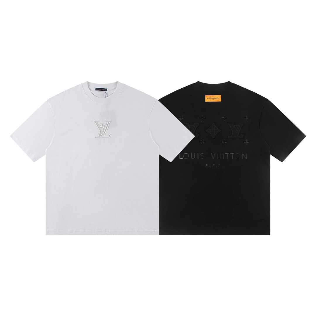 25SS new releasing applique cloth embroidery black and white tee