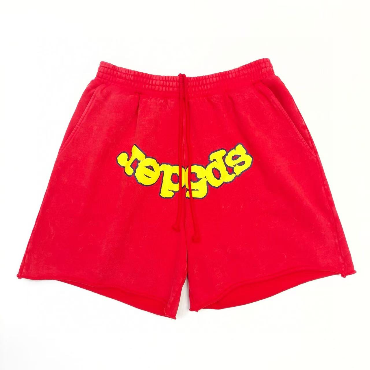 1:1 washing red puff logo short