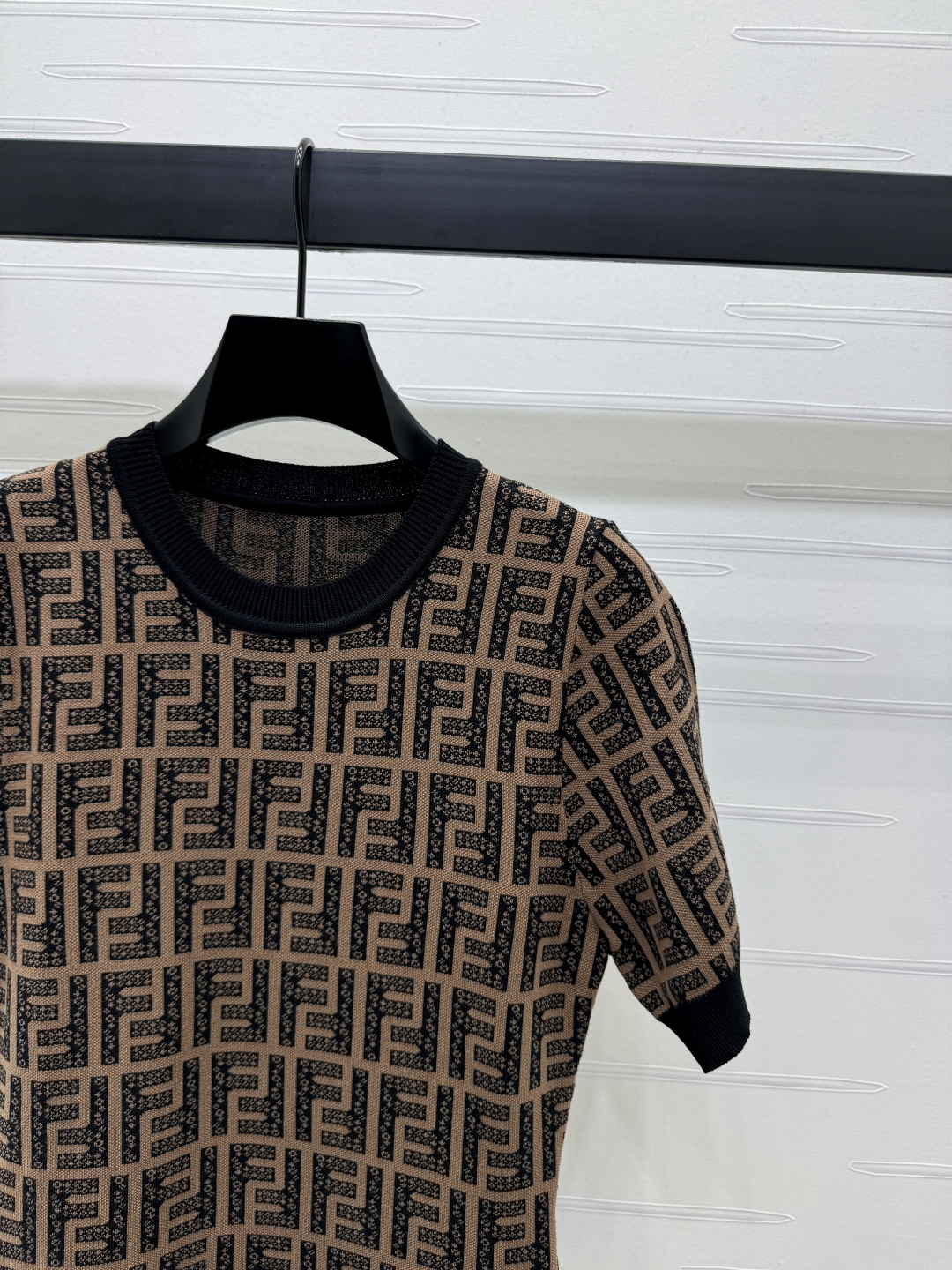 SS25 new crew-neck jacquard knitted short-sleeved dress