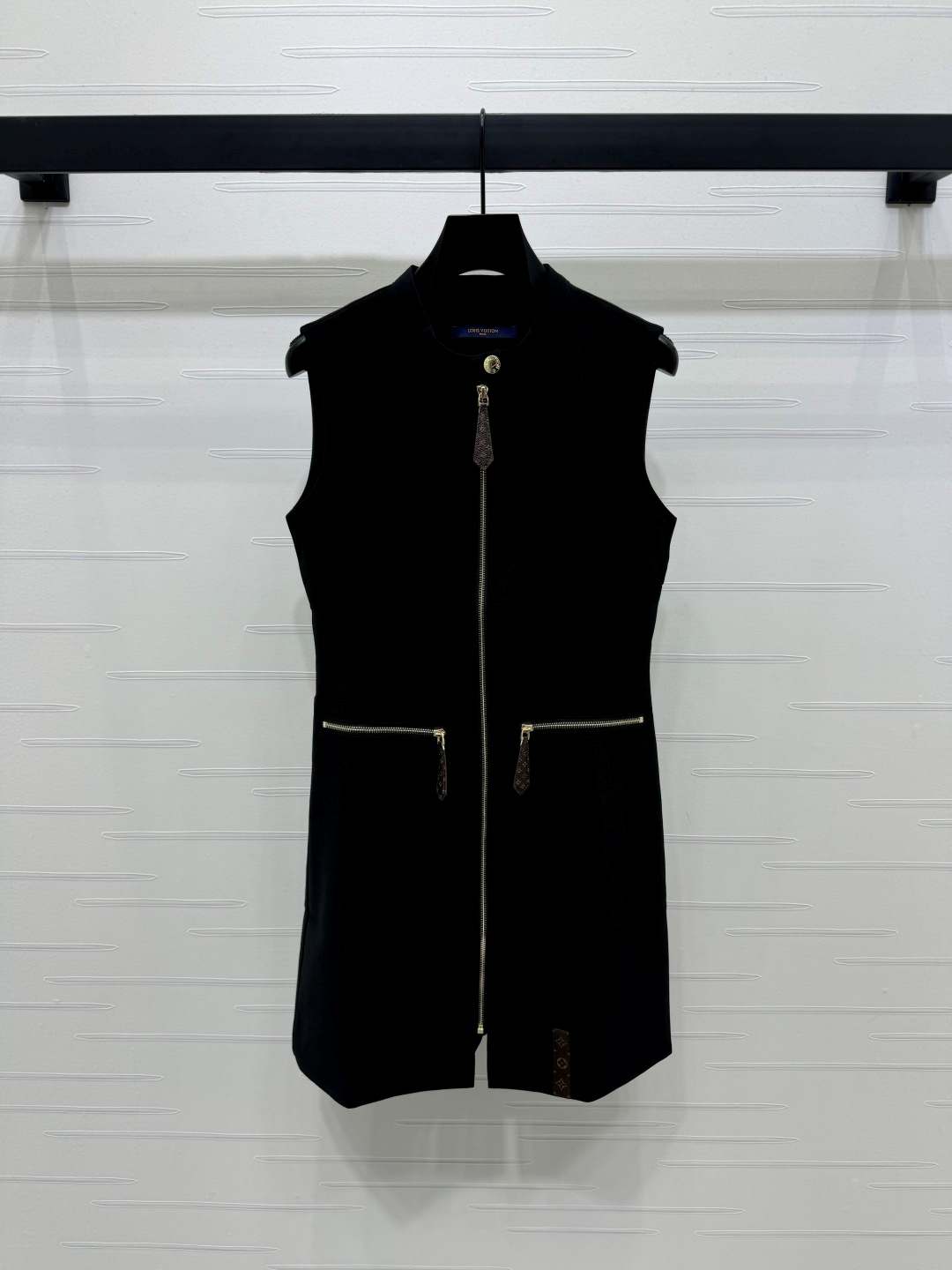 SS25 crew neck Custom YB imported silk cotton  zip-up sleeveless dress