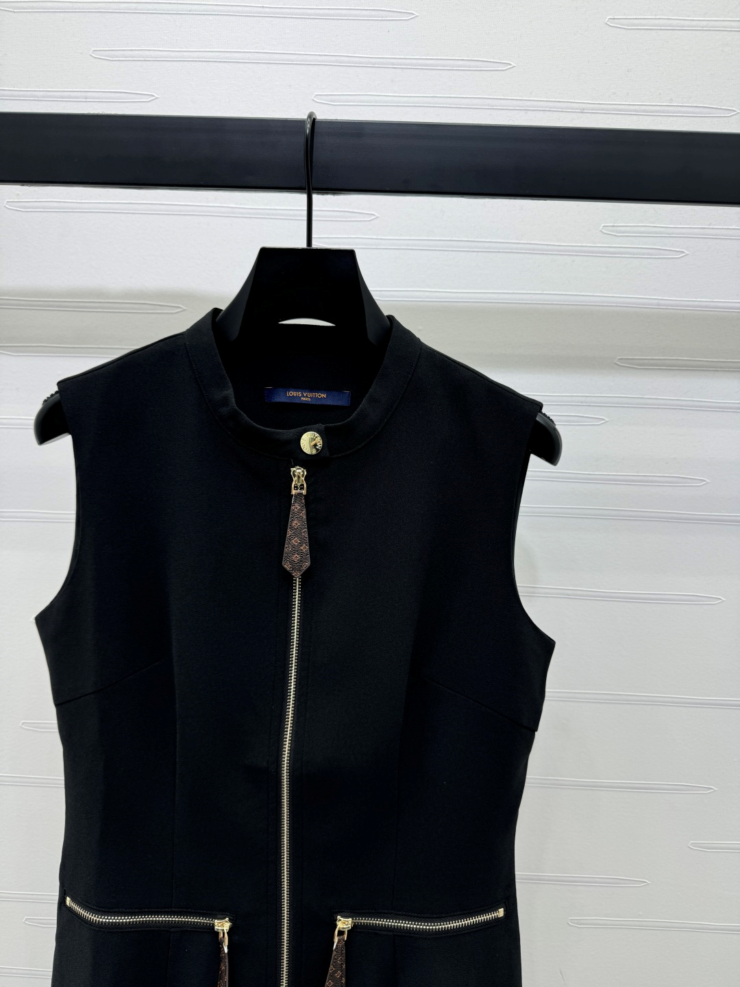 SS25 crew neck Custom YB imported silk cotton  zip-up sleeveless dress