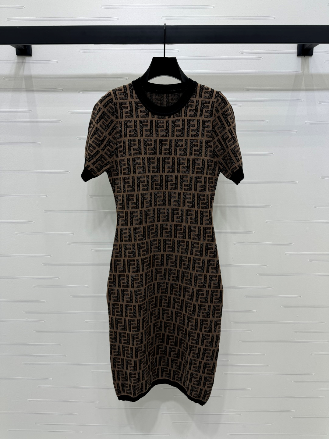 SS25 new crew-neck jacquard knitted short-sleeved dress