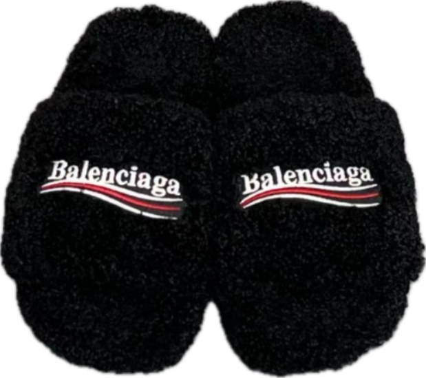 New arrival black furry slippers