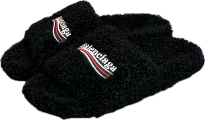 New arrival black furry slippers