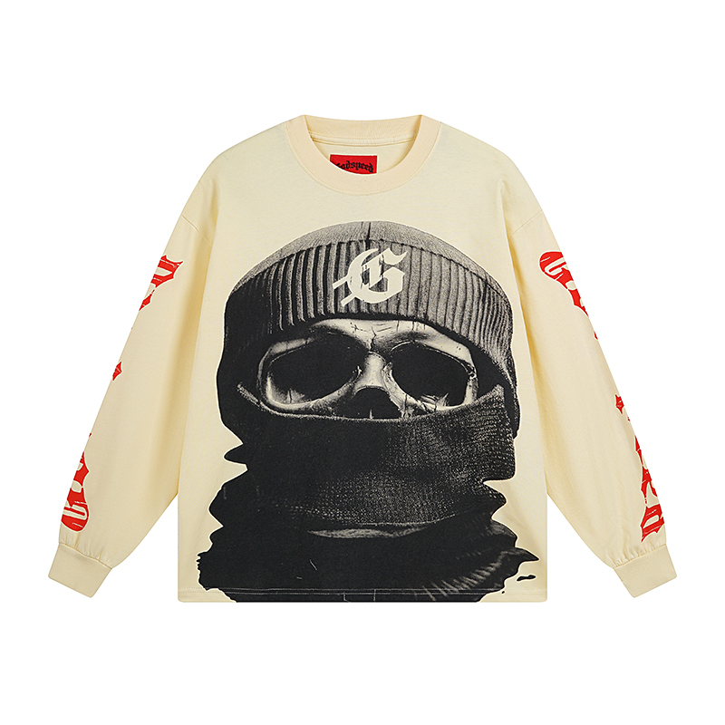 Hipster rock street mask cotton loose base long sleeve T-shirt