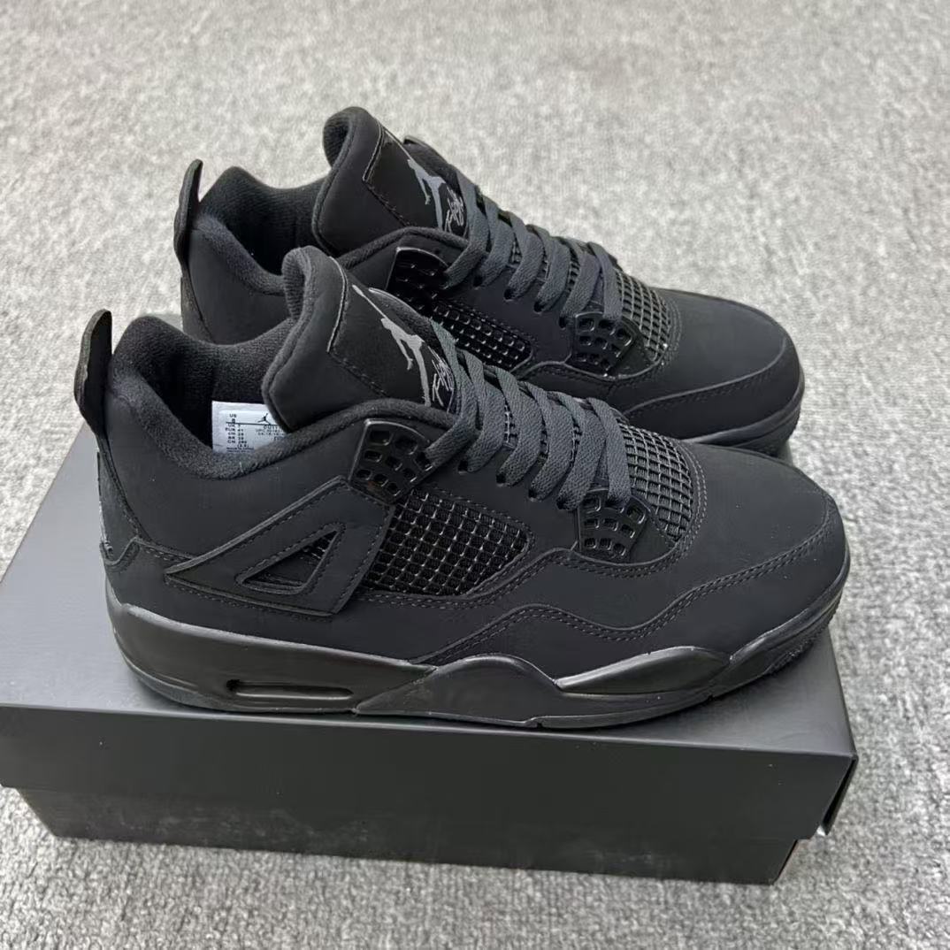 aj4 black cat all black sneaker