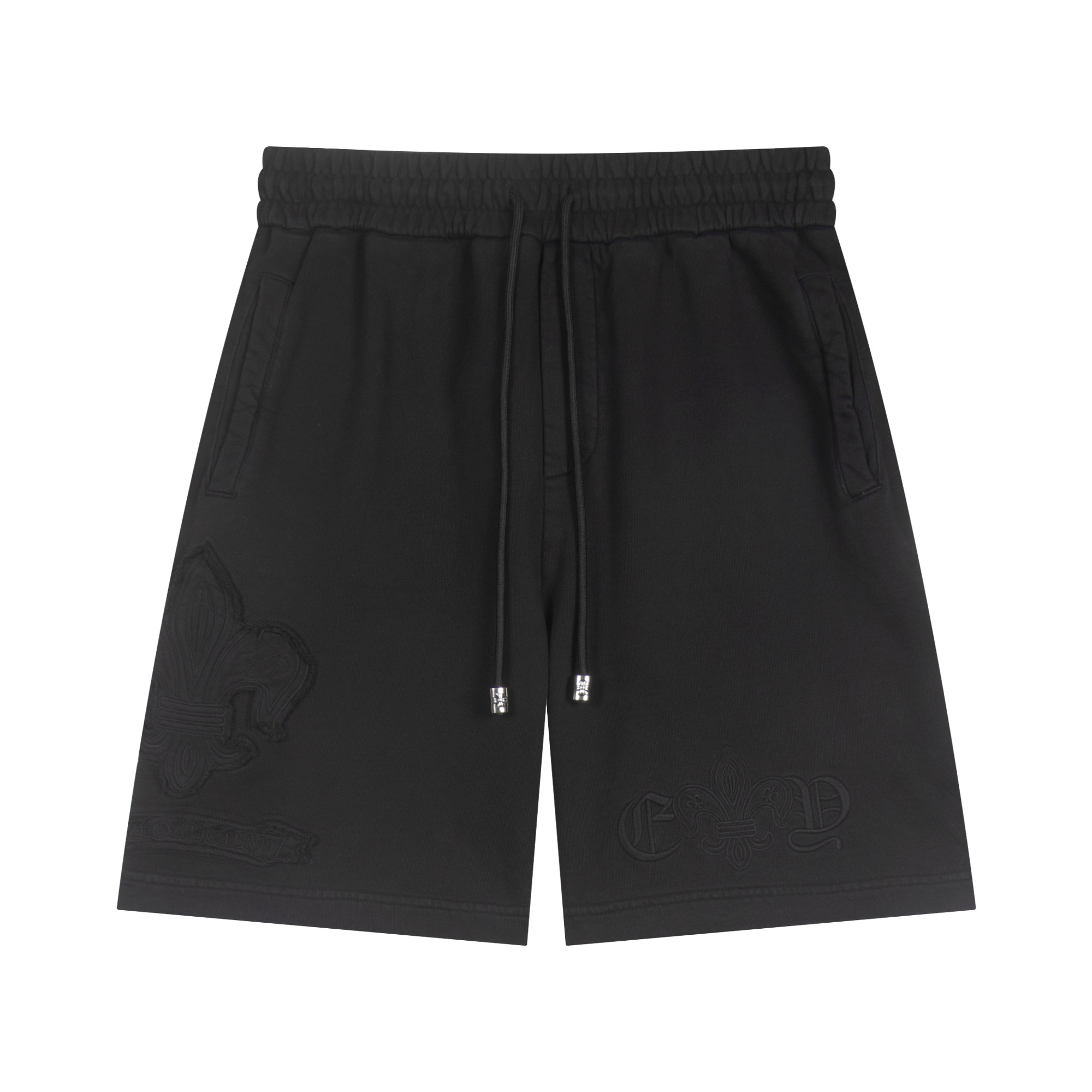 1:1 25SS new arrival applique embroidered black shorts
