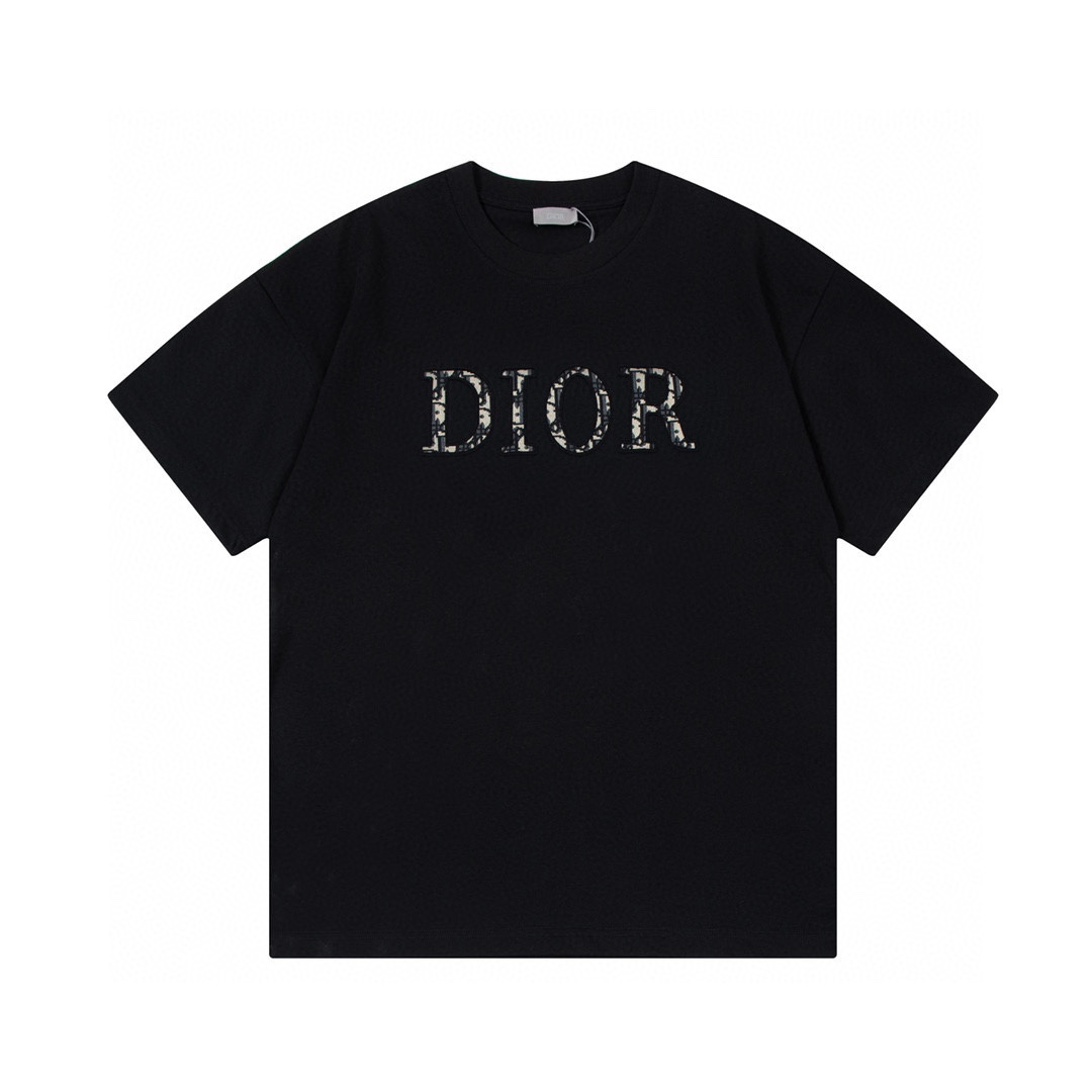 1:1 High quality jacquard alphabet patchwork embroidery cotton tee