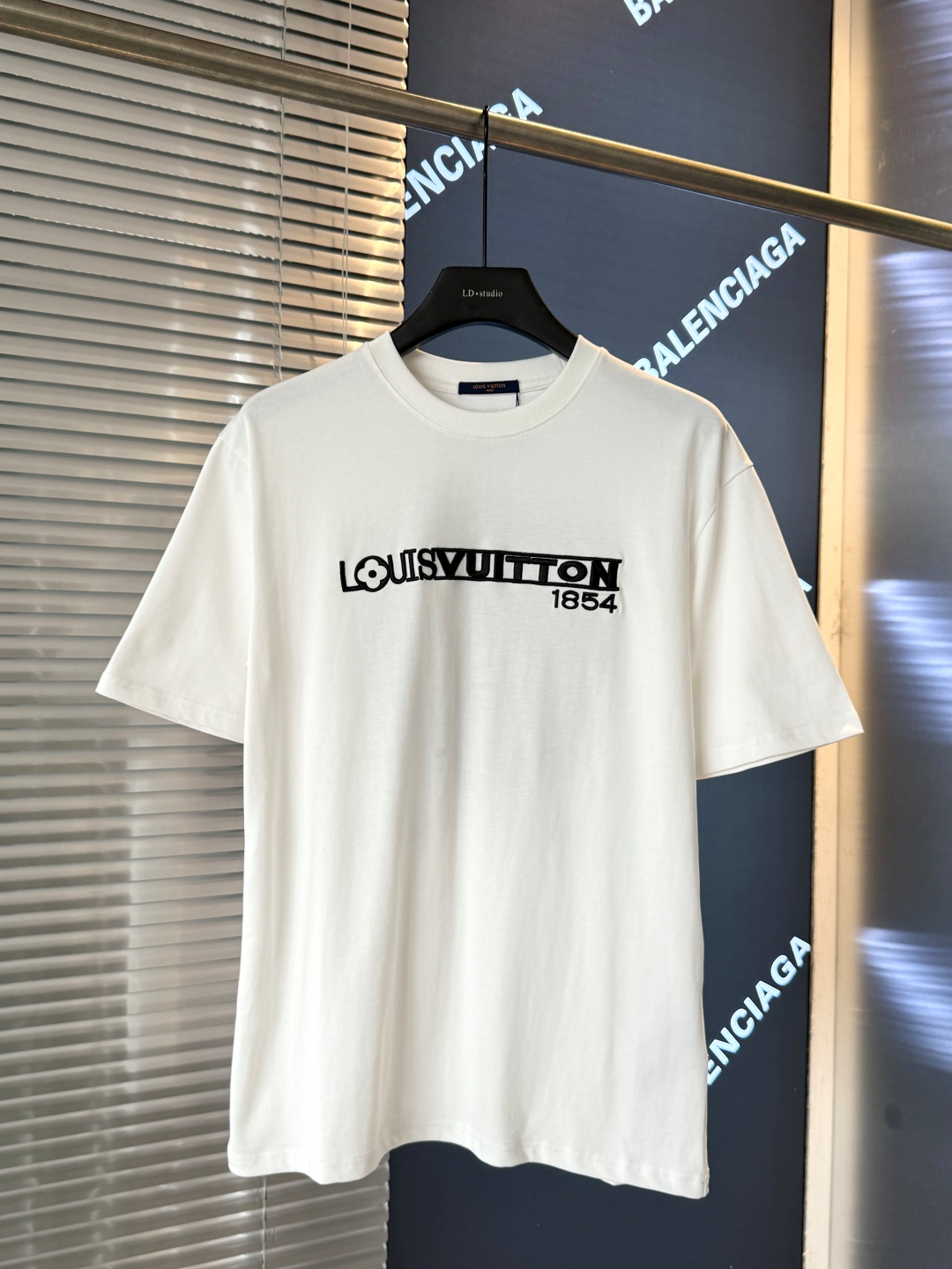 1:1 embroidered letter patch round neck heavy industry logo brand short sleeve
