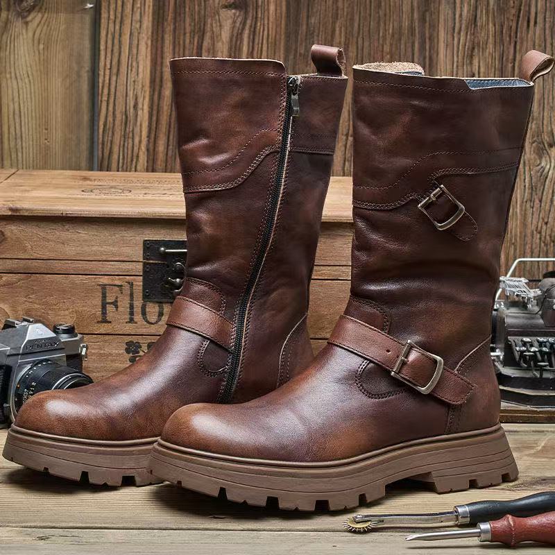 Classic brown real leather boot