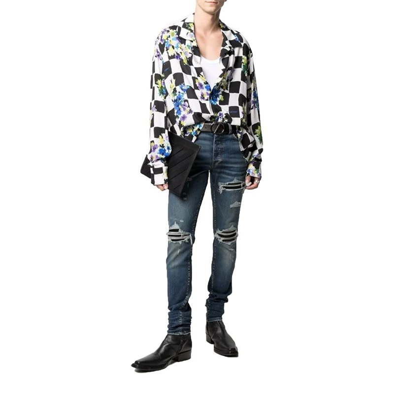1:1 new arrival distressed ripped jeans