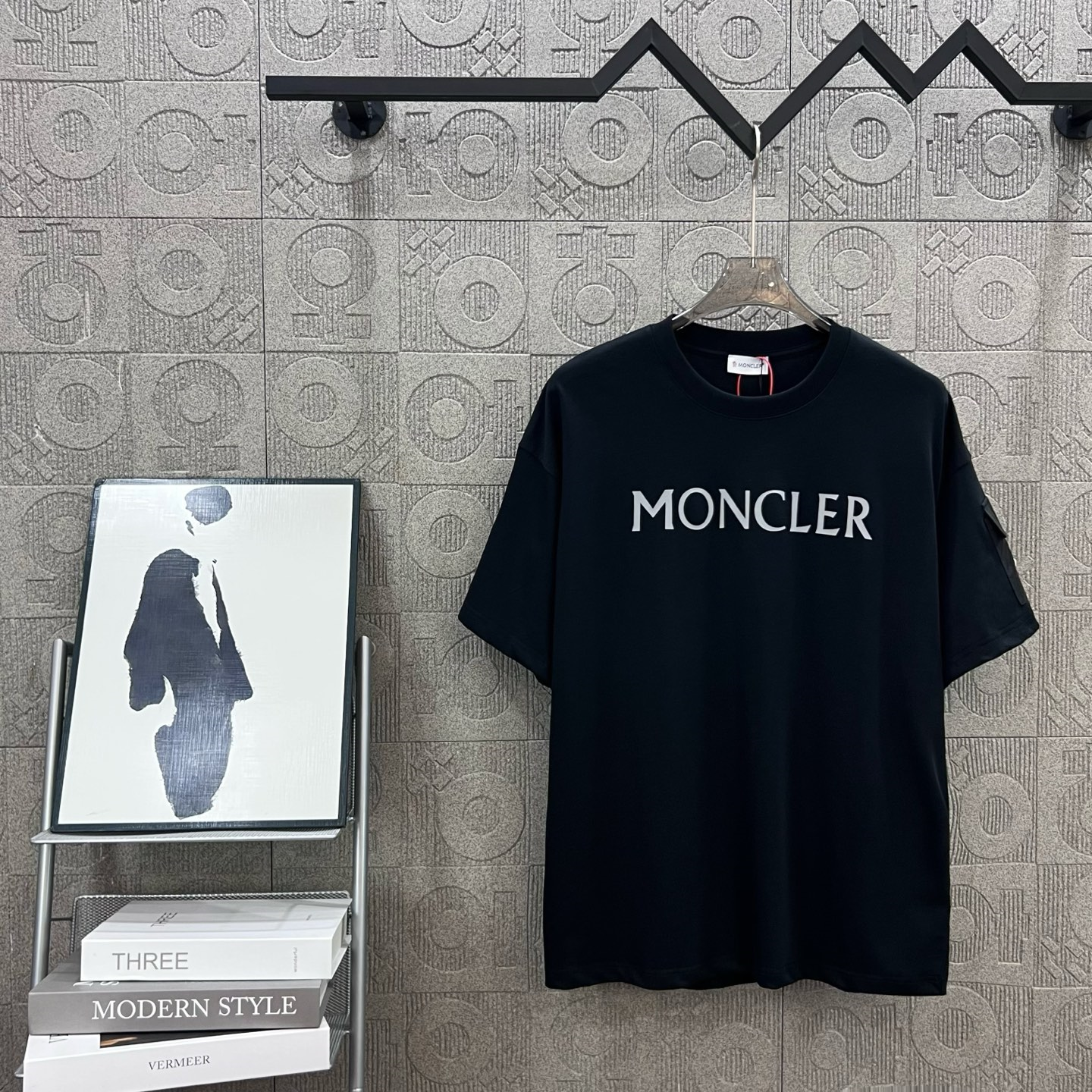 Nylon sleeve badge letter and LOGO print tshirt
