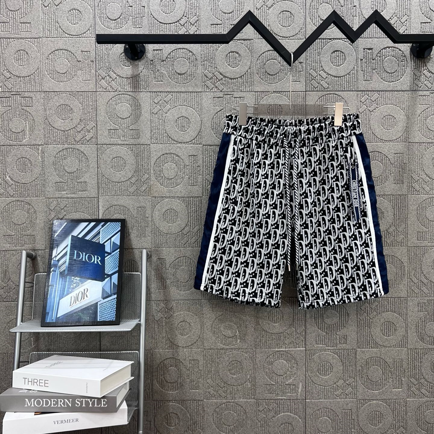 Full-printed letter LOGO woven strap spliced zipper pocket Shorts