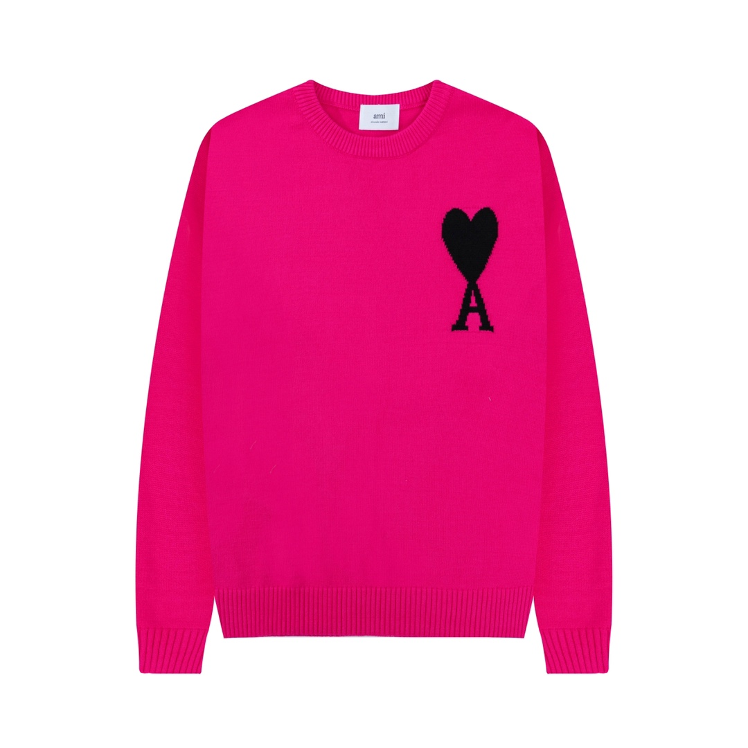 Heart-shaped embroidered wool sweater