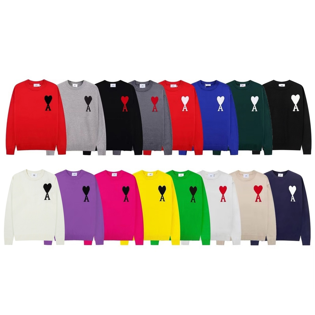 Heart-shaped embroidered wool sweater