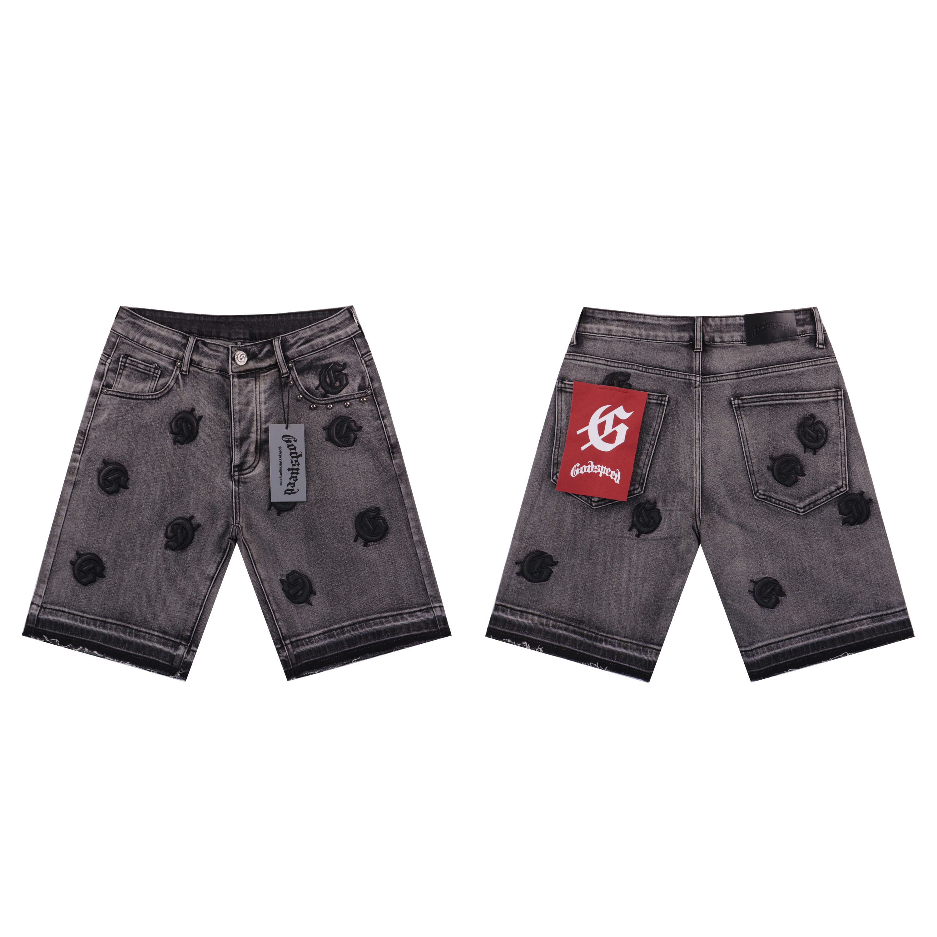 New release Loose embroidered denim shorts