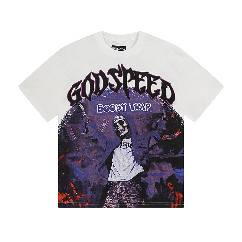 New arrival Street retro loose printed pure cotton short-sleeved shirt
