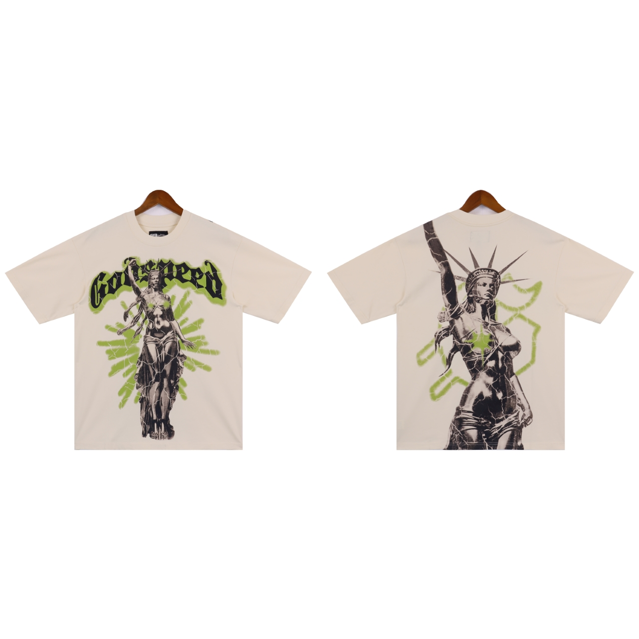 New released standing woman print short sleeve tshirt