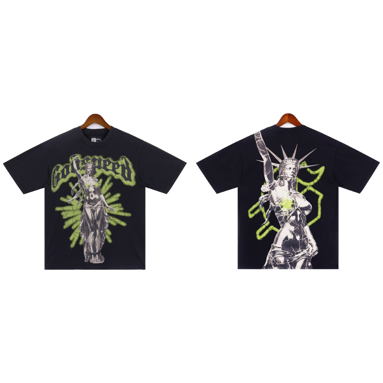 New released standing woman print short sleeve tshirt
