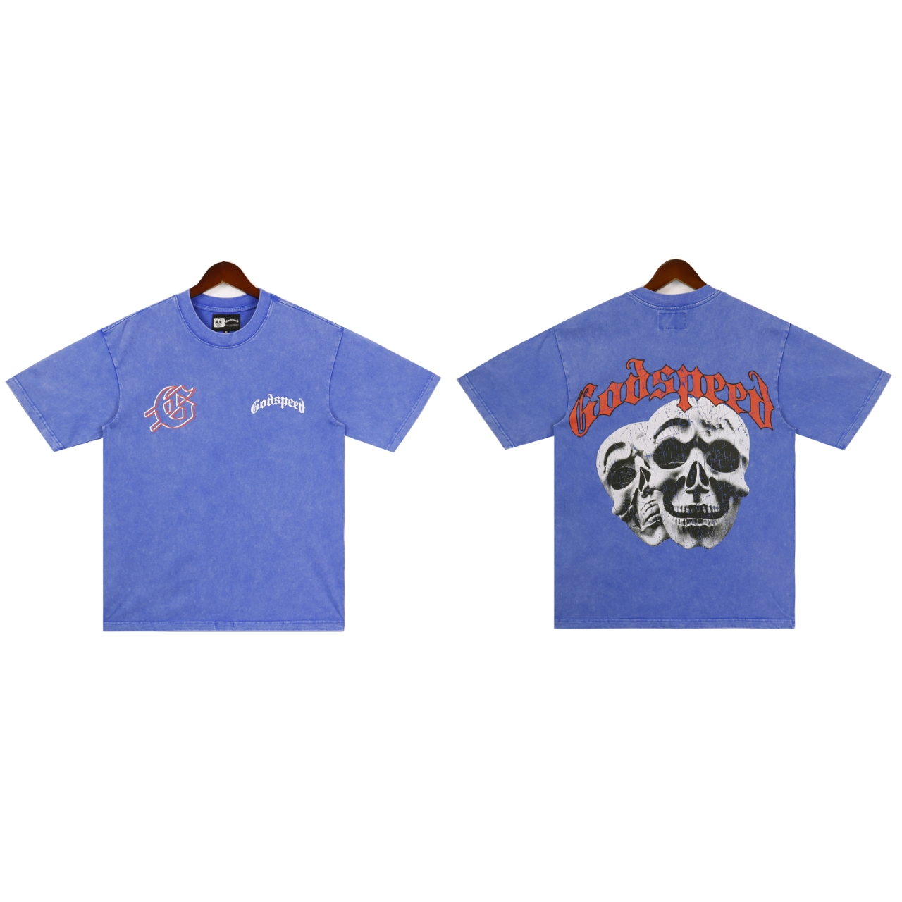 New release skull print washed color tshirt