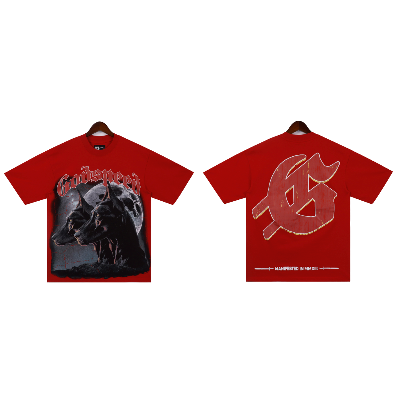 new release Dog head print washed shorts sleeve tshirt