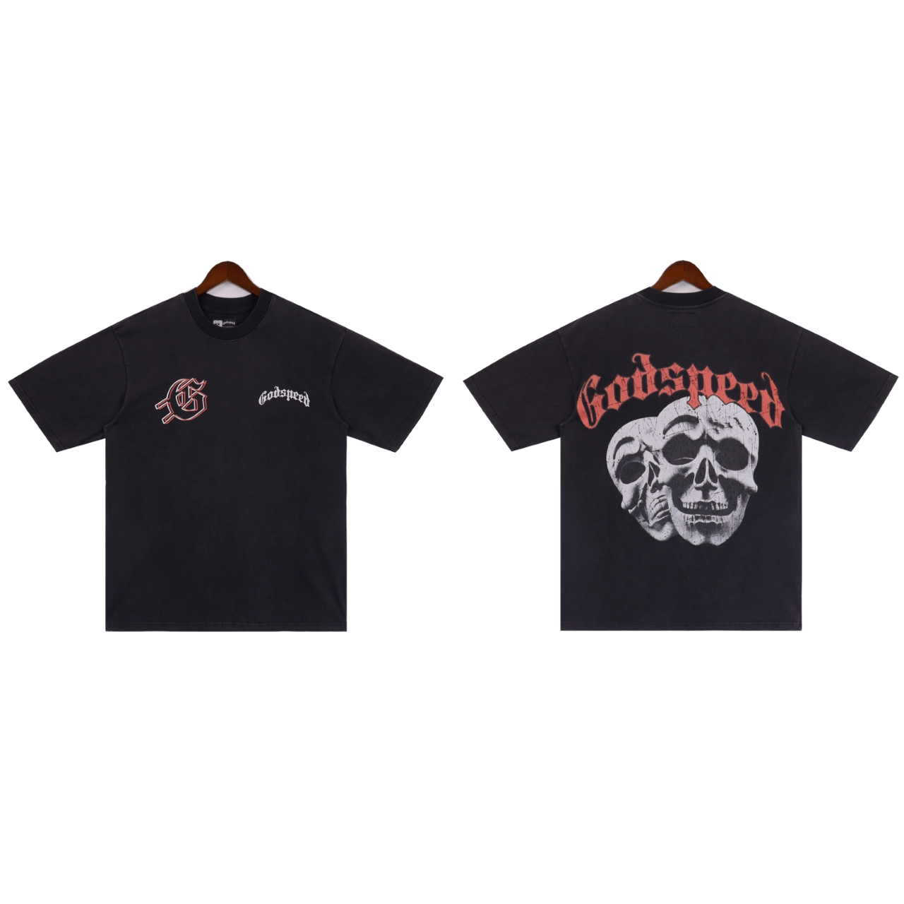 New release skull print washed color tshirt