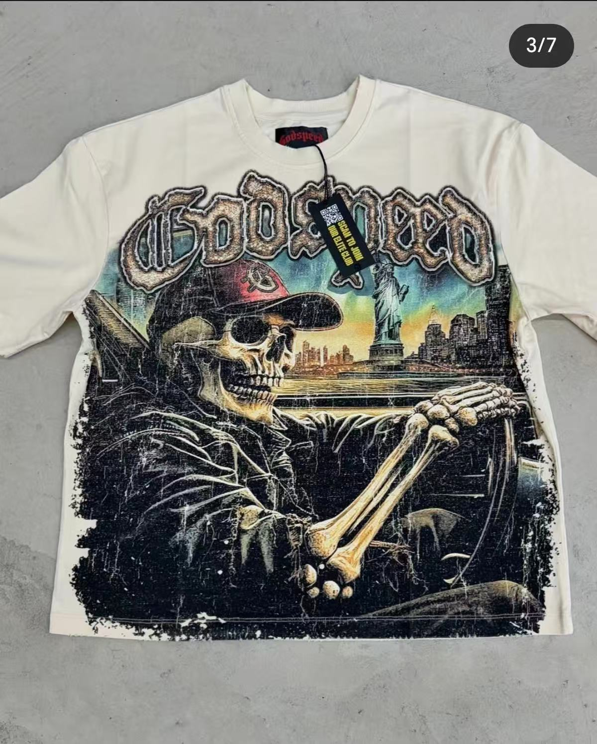 New release American rock street washed vintage style craft printing tshirt