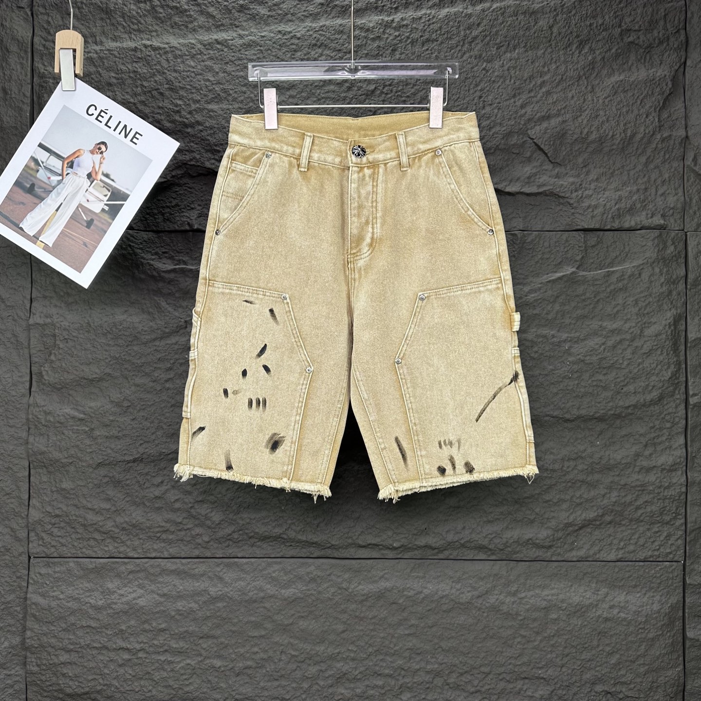 New released brown washing denim short