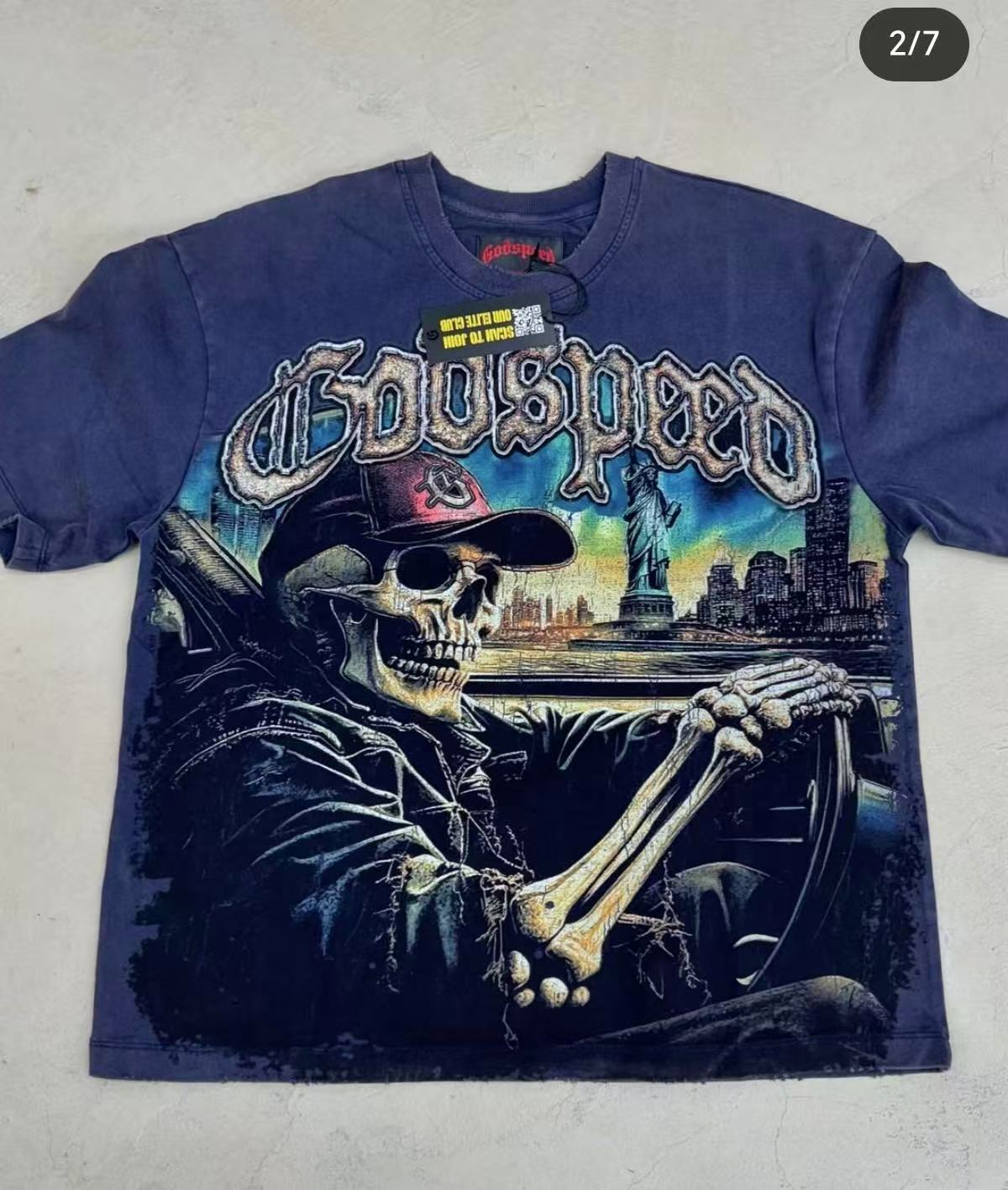 New release American rock street washed vintage style craft printing tshirt