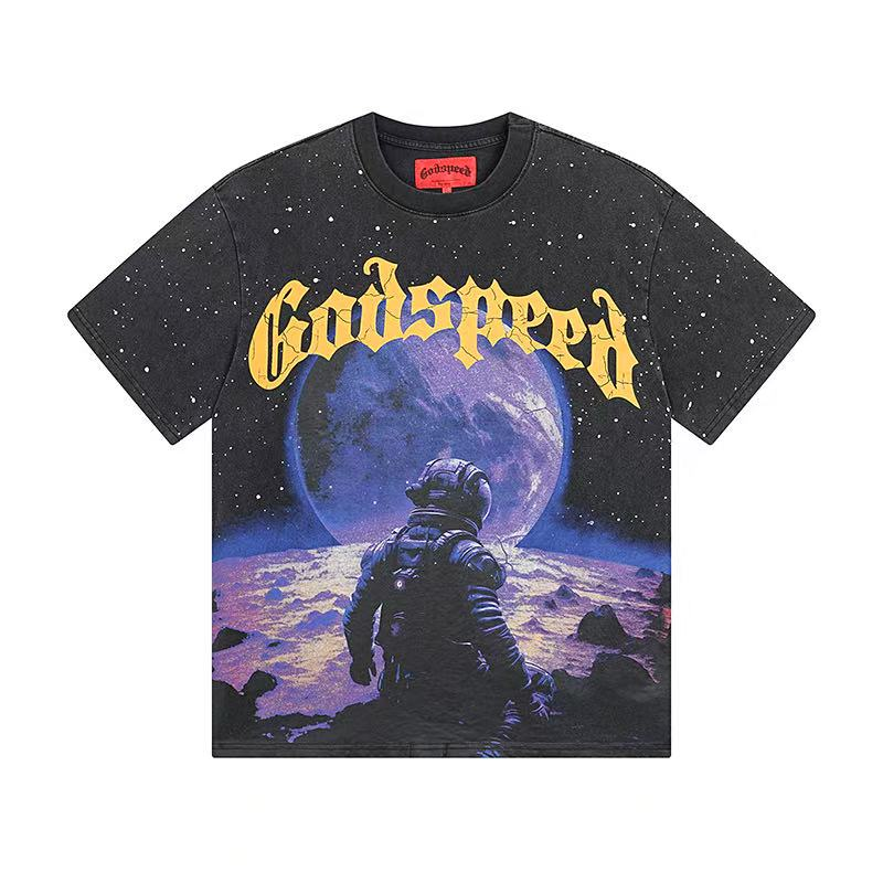 New releasing to the moon washed black tshirt