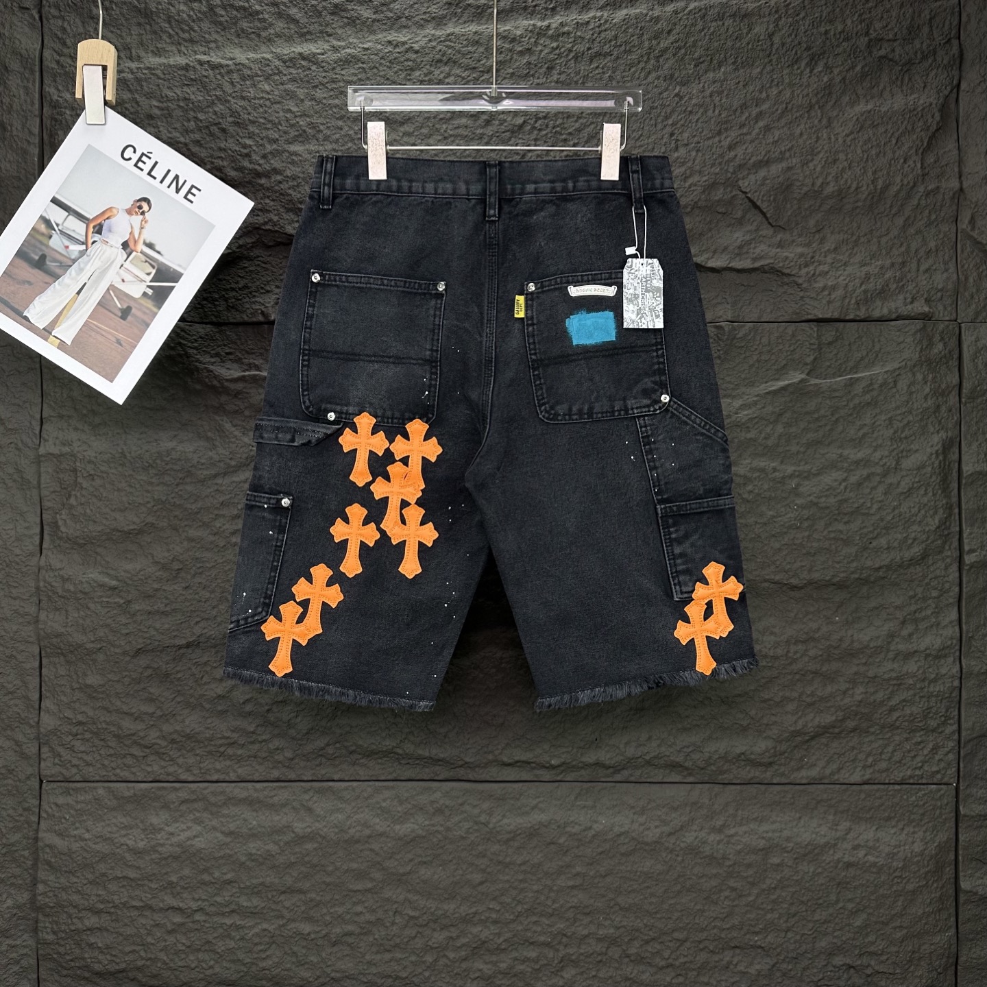Washing black denim short