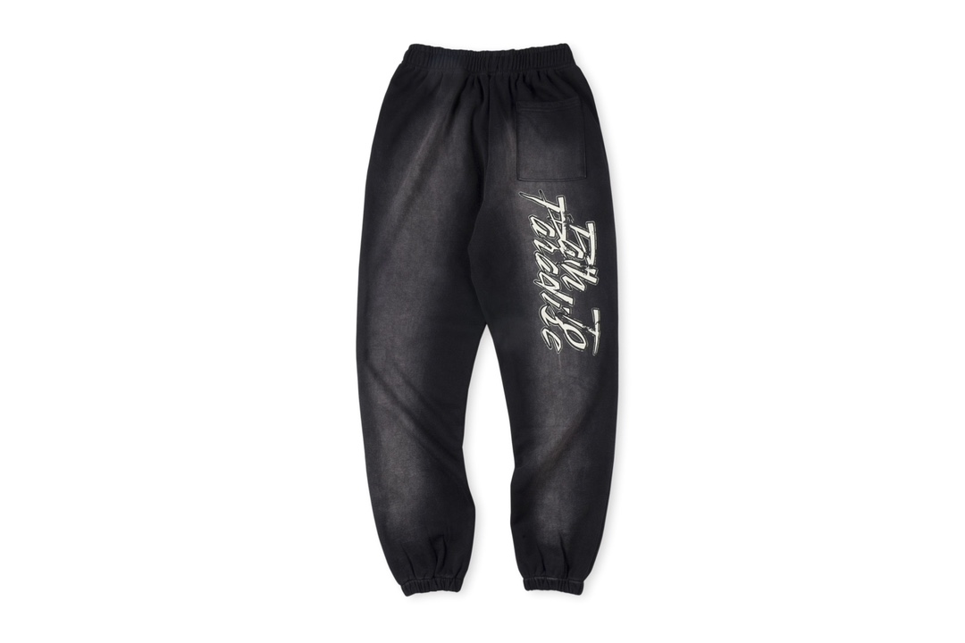 Retro graffiti monkey distressed heavy weight loopback cuffed long pants