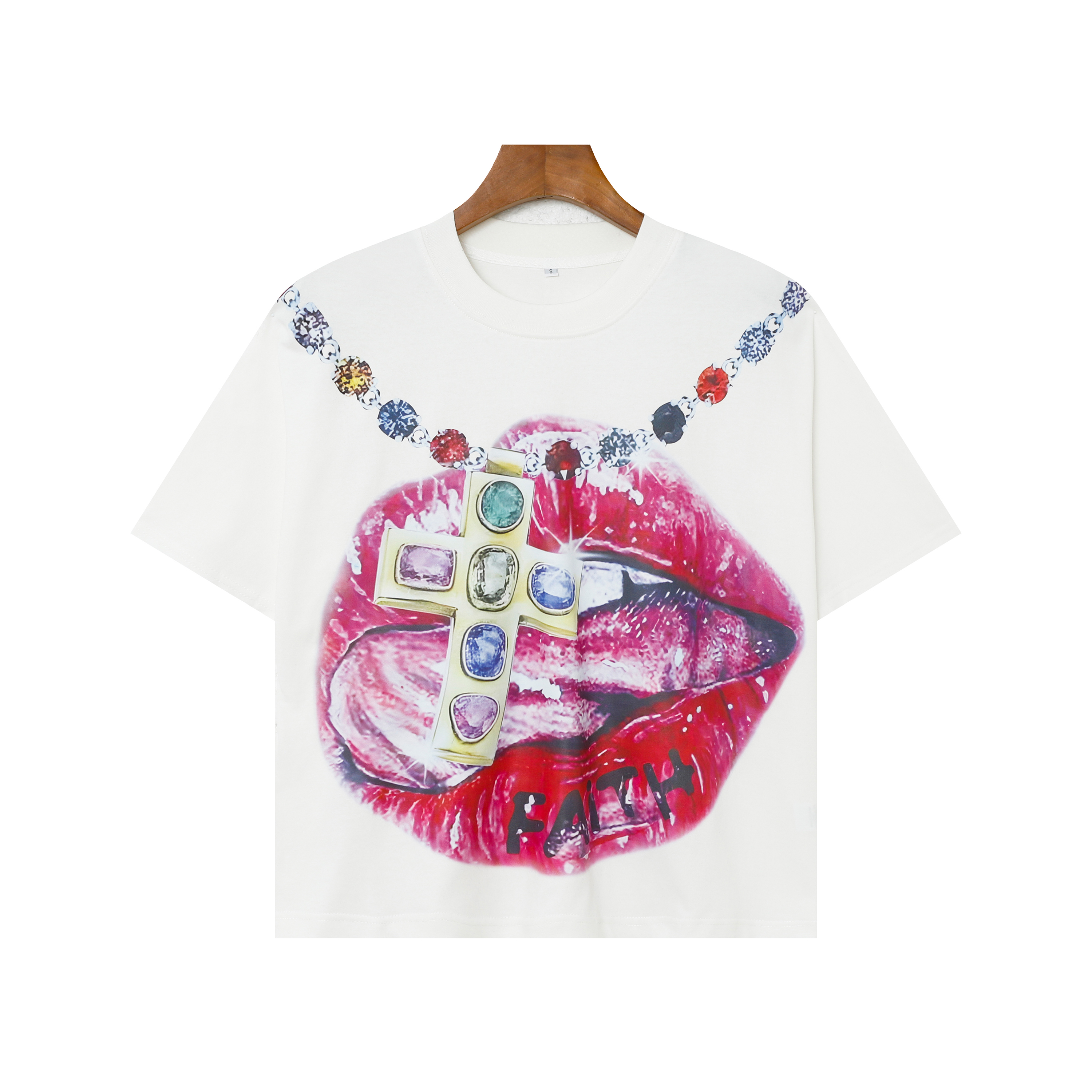 New arrival diamond necklace printing cotton tshirt