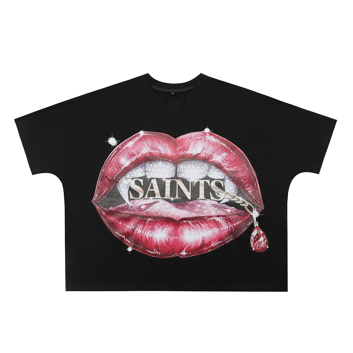 New arrival sexy red mouth cotton tshirt