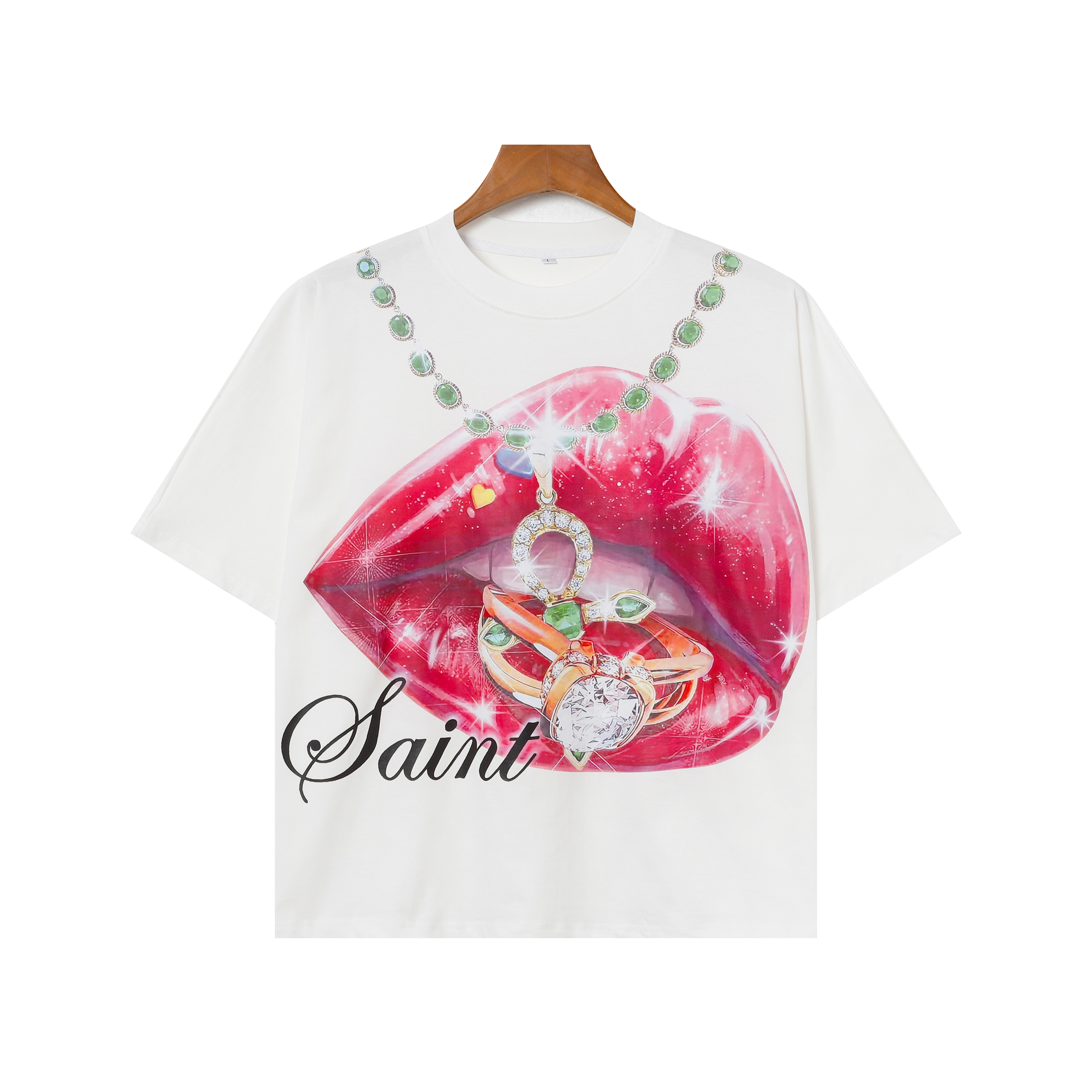 New arrival diamond necklace printing cotton tshirt