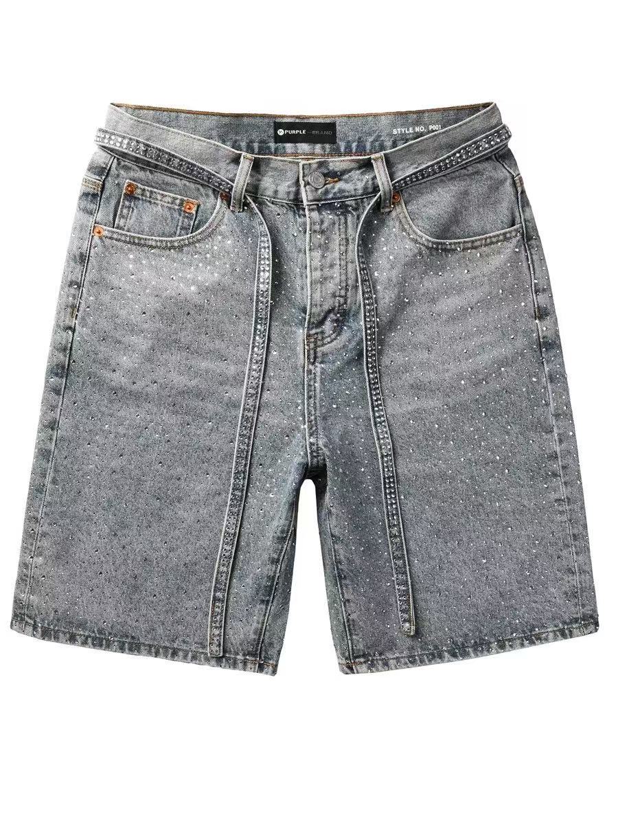 Washing blue rhinestone short