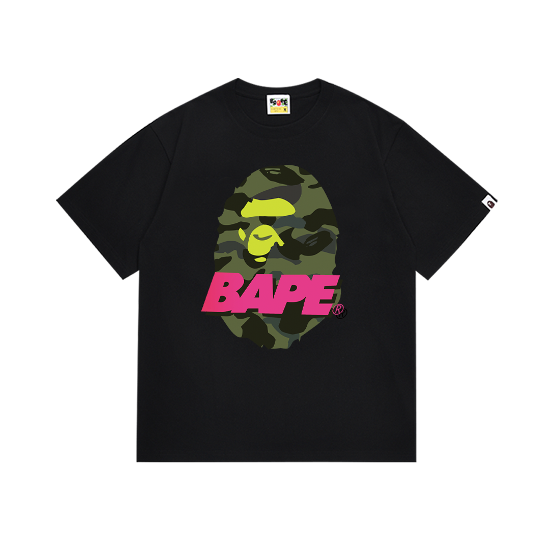 new camo ape head print pink letter