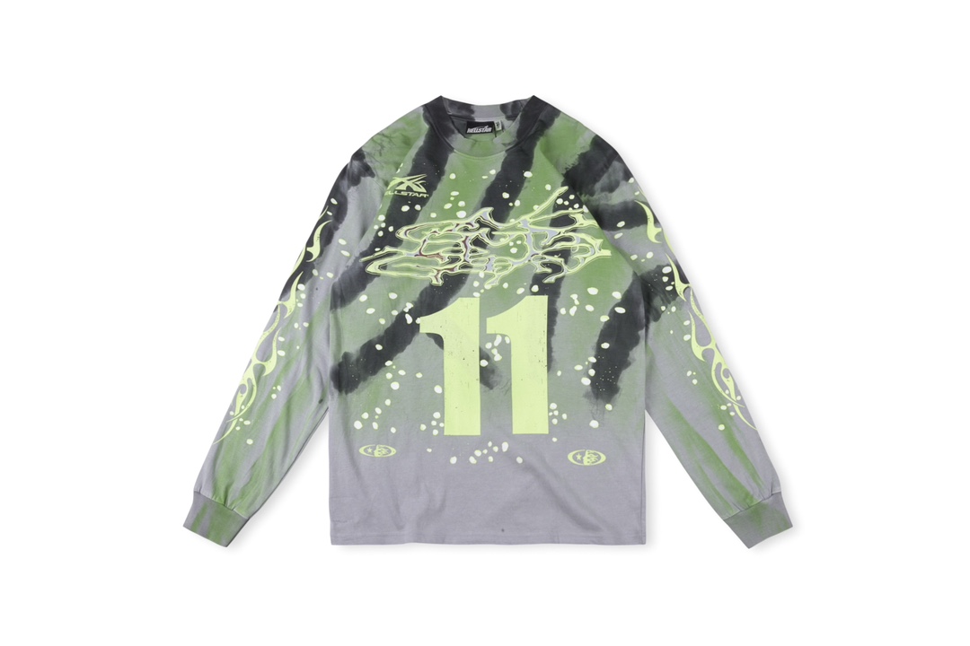 Tie dye washing green grey long sleeve