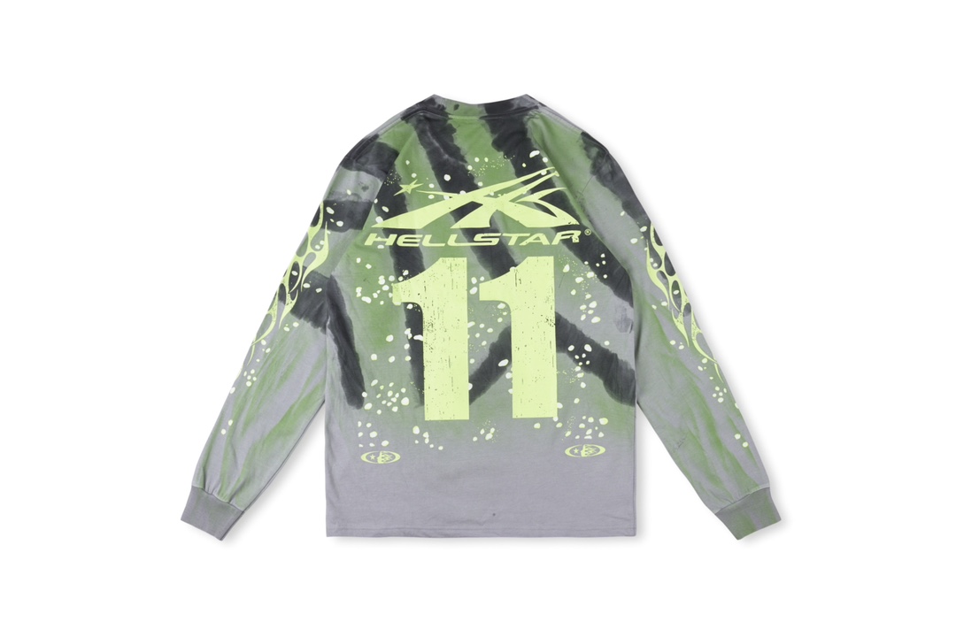 Tie dye washing green grey long sleeve