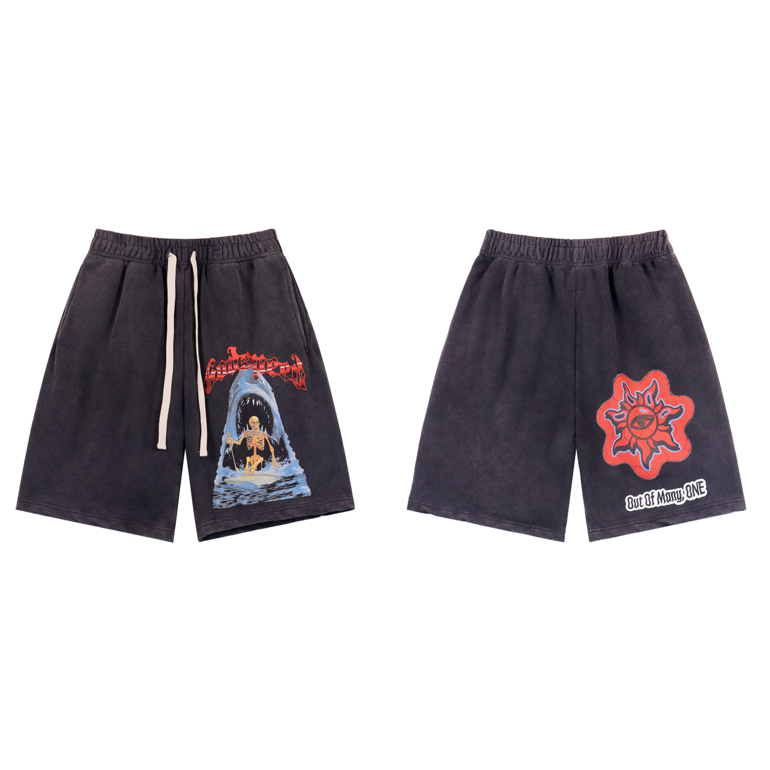 25SS new releasing shark print distressed short pants