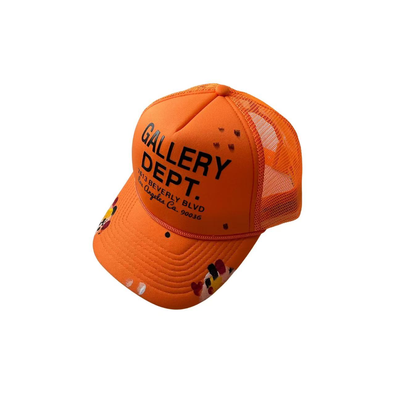 Orange painting splatter cap