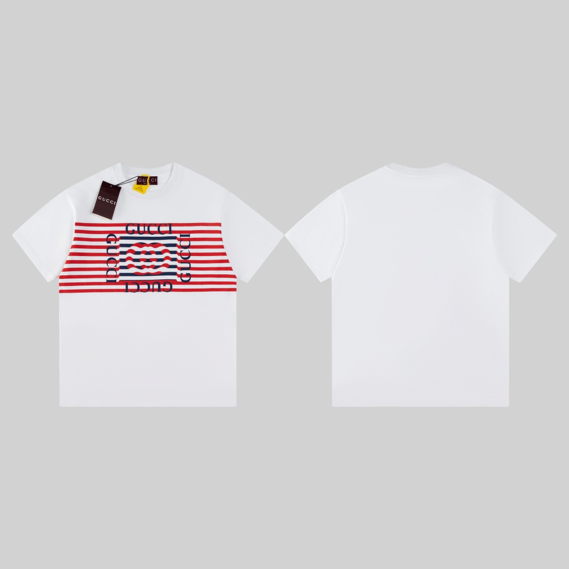 New Red wave printed round-neck short-sleeved shirt