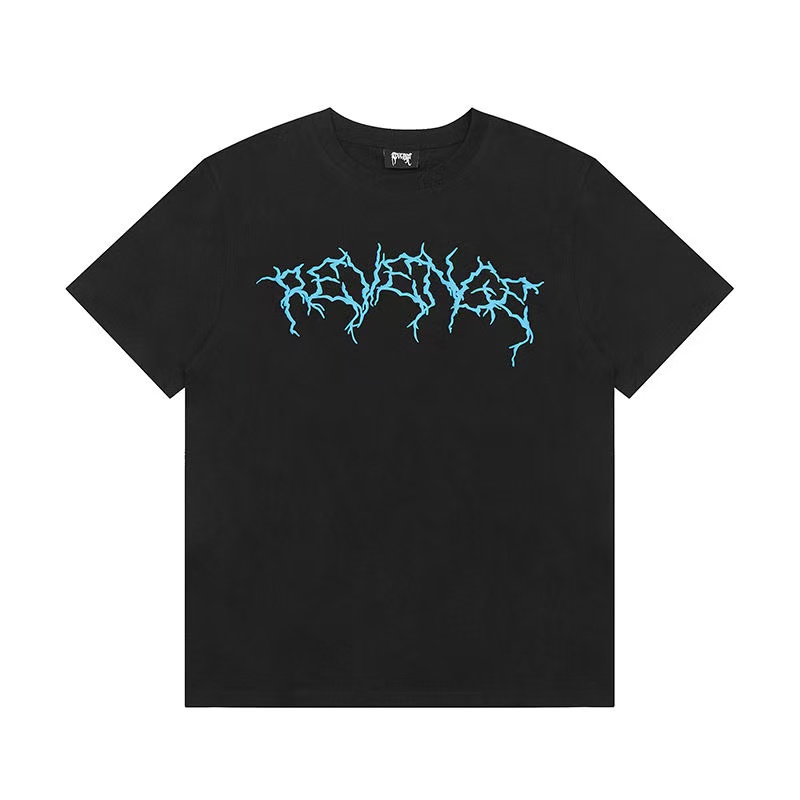 New blue palm black tshirt
