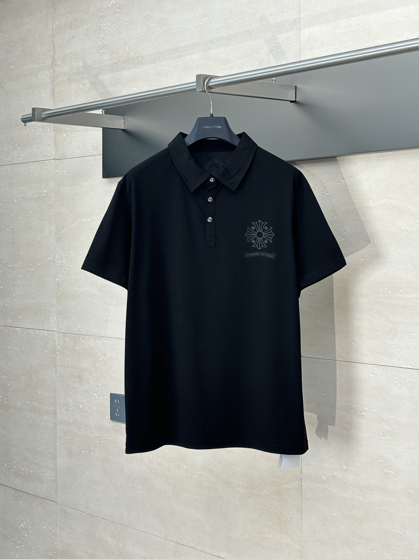 25SS New all black polo shirt