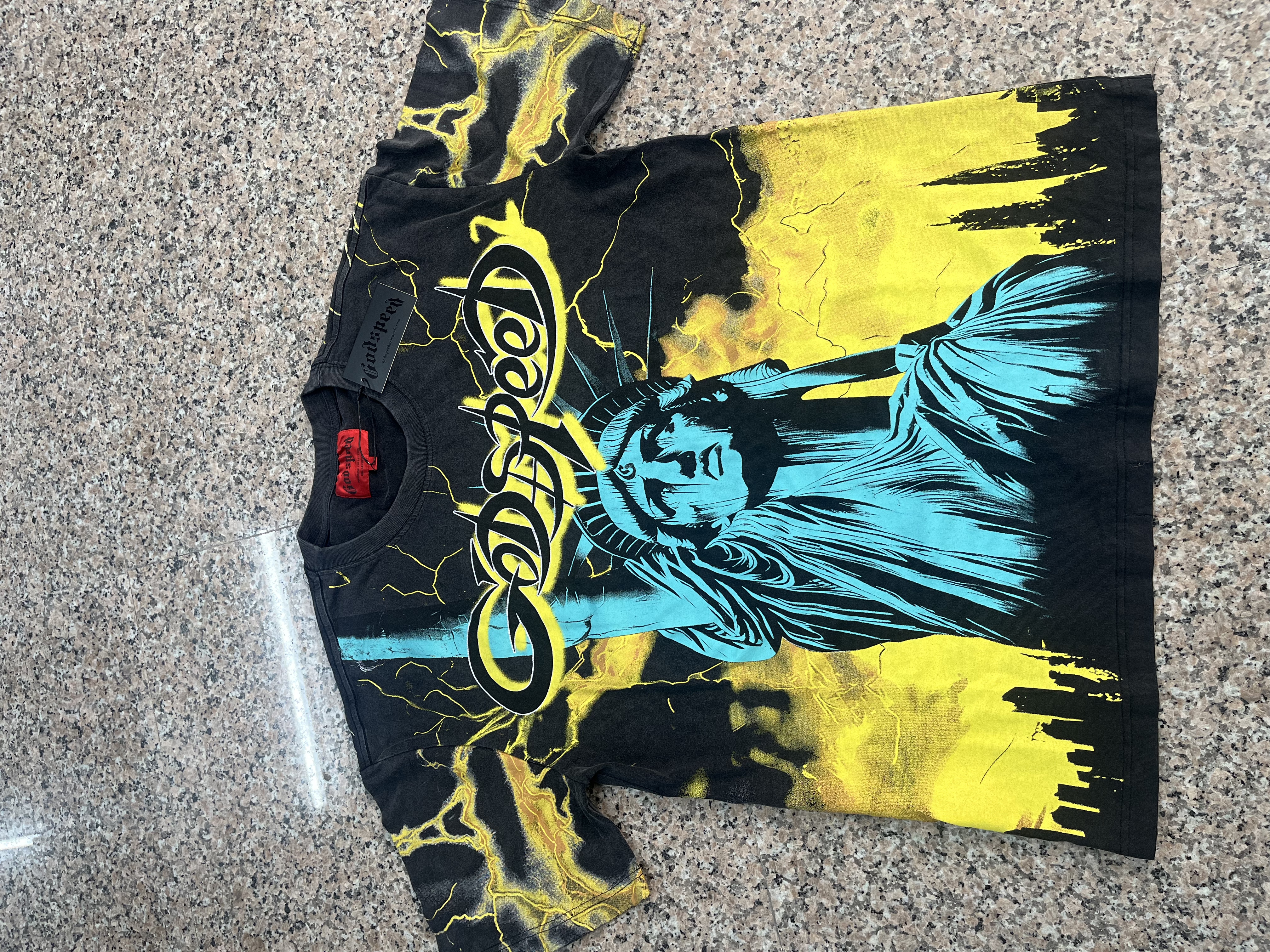 new arrival Retro-style Statue of Liberty print cotton T-shirt