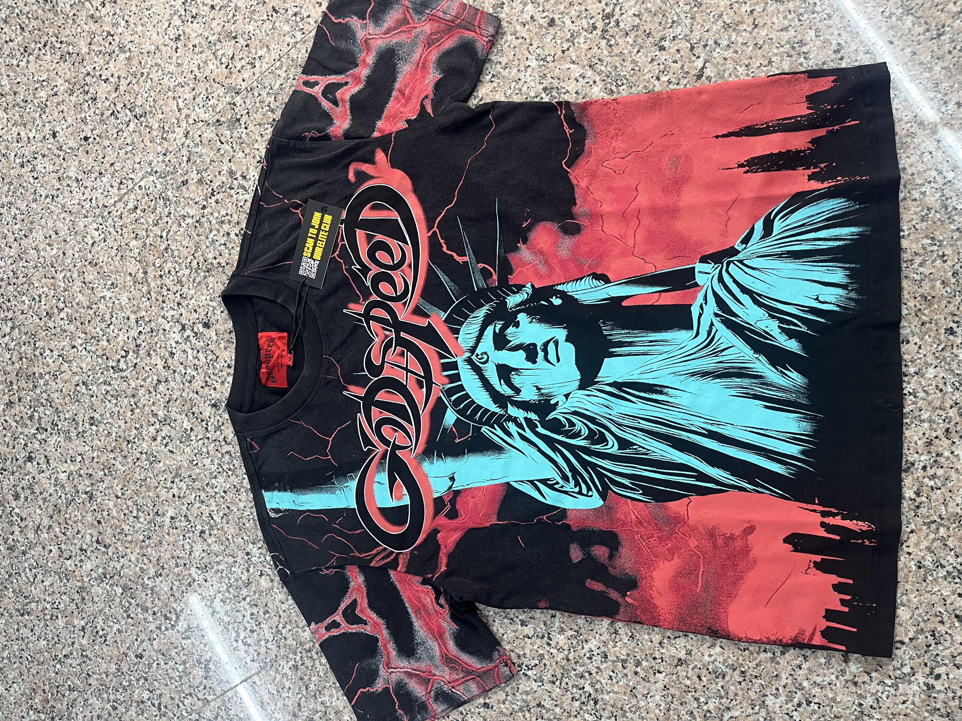 new arrival Retro-style Statue of Liberty print cotton T-shirt