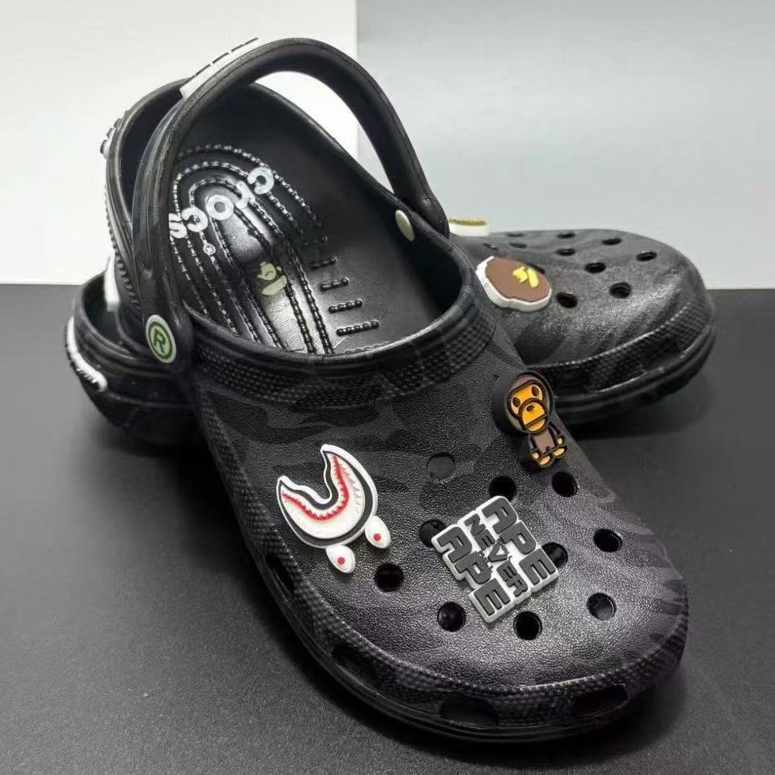 Fire camo crocs slide
