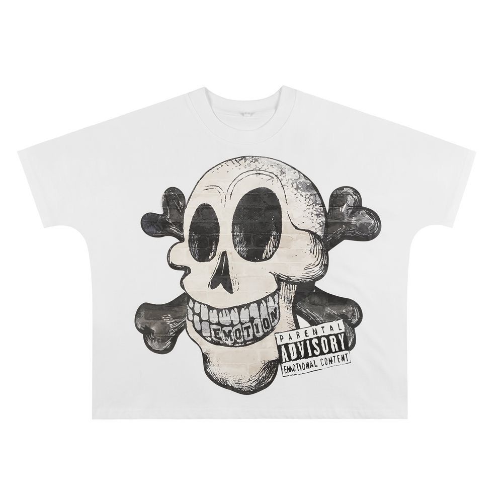 white skull print tshirt
