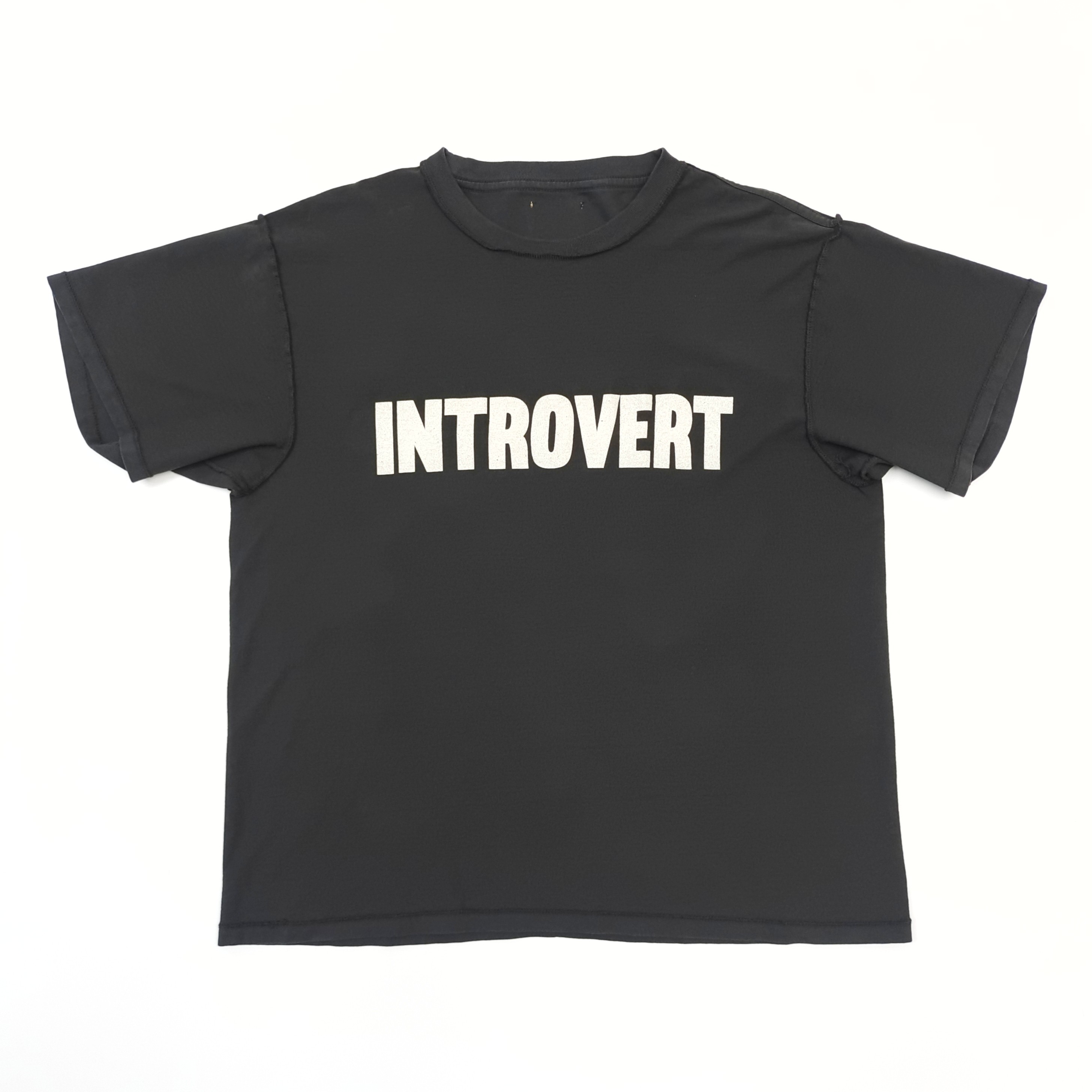 1:1 Washed white letter print black T-shirt